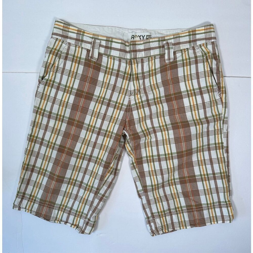 Y2K Roxy Plaid Bermuda Shorts sz 7
